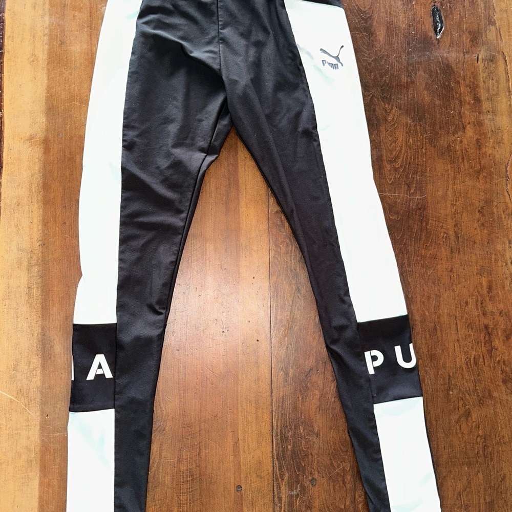 Puma Black and White Color-Block Leggings